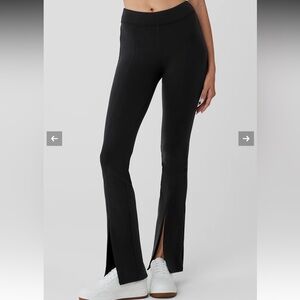 ALO Yoga Black Flare Pants with front slits